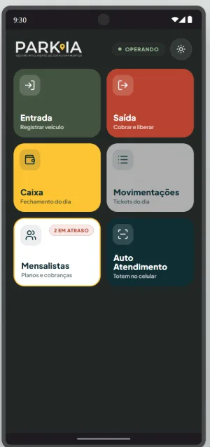 App operador PARKIA no celular
